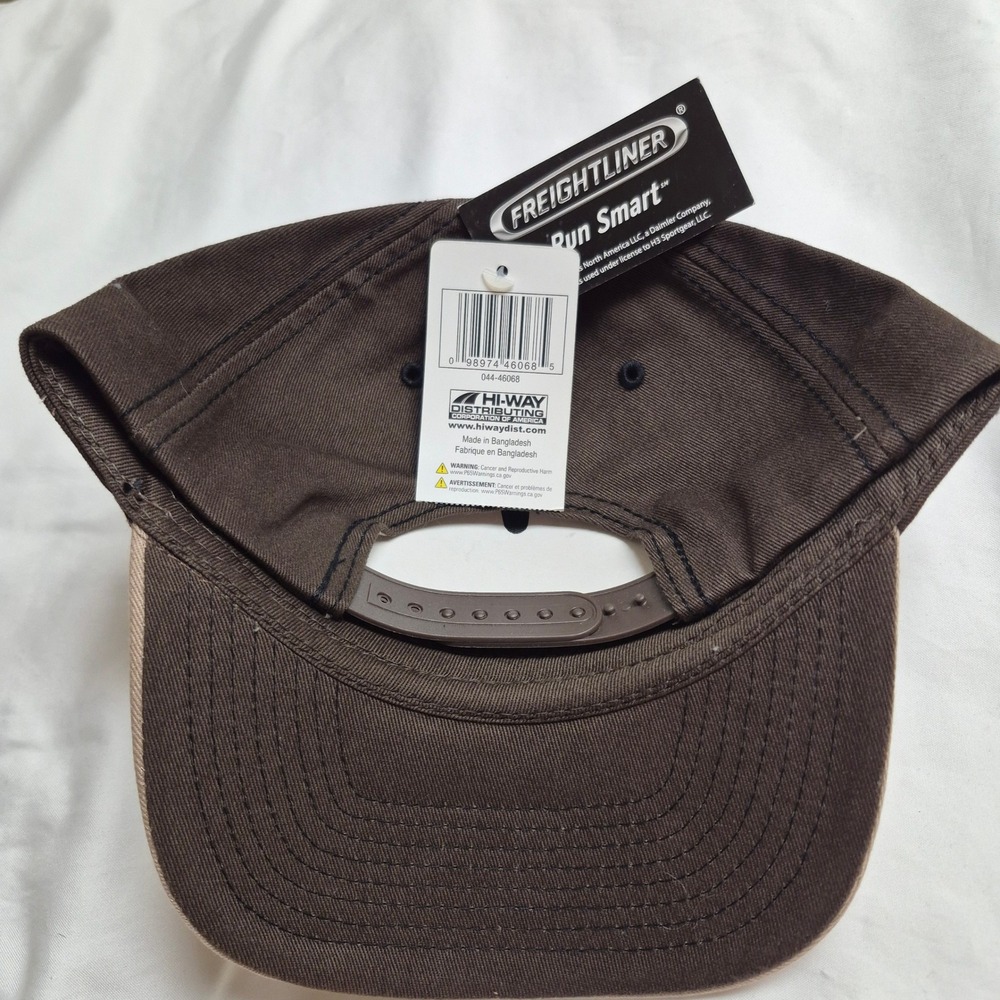 Freightliner Run Smart Two Tone Brown Tan Snapback Trucker Hat H3 Headwear NWT - Picture 2 of 4